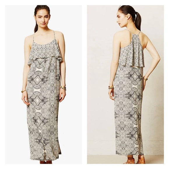 Anthropologie Tiered Paisley Beaded maxi dress - Picture 1 of 15